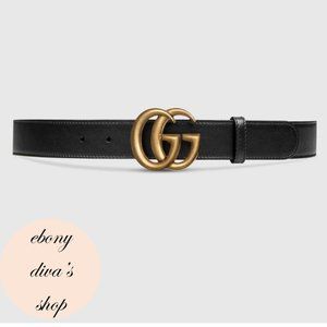 Gucci Wide Leather Belt with Double G Buckle - Size 75/30
